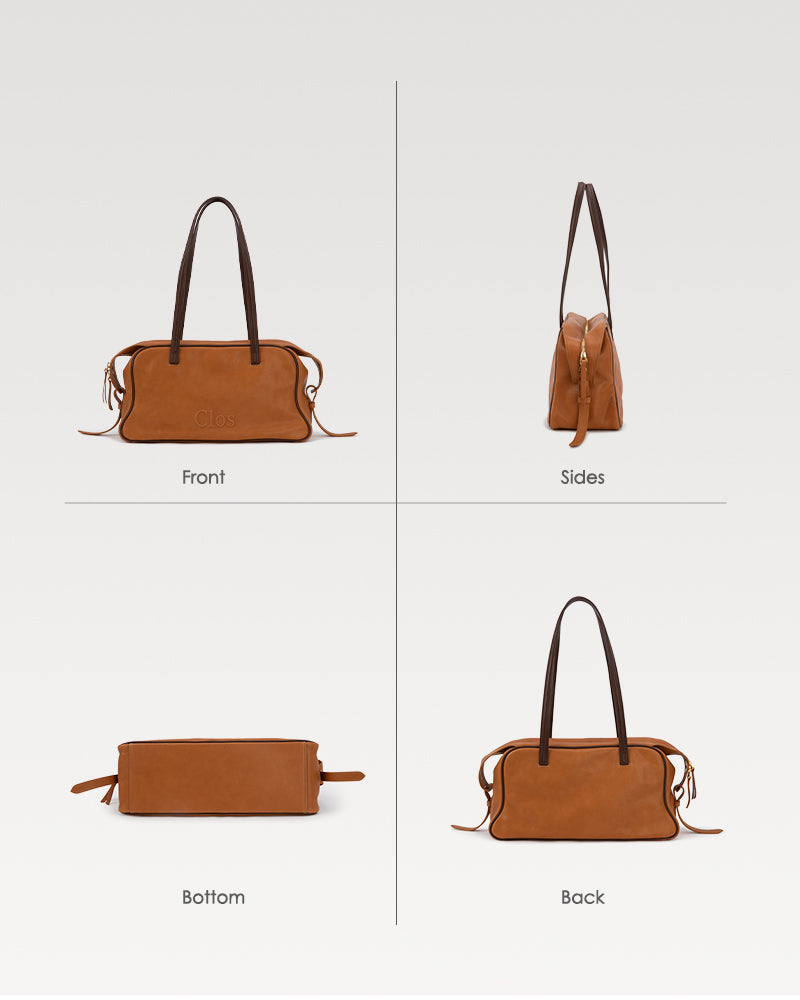 Pamperly Medium Mist-Waxed Vegetable-Tanned  Top-Grain Leather Boston Bag