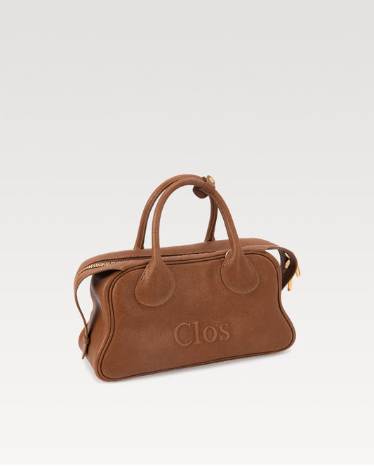 Pamperly Series small Waxed Top-Grain Leather Boston Bag