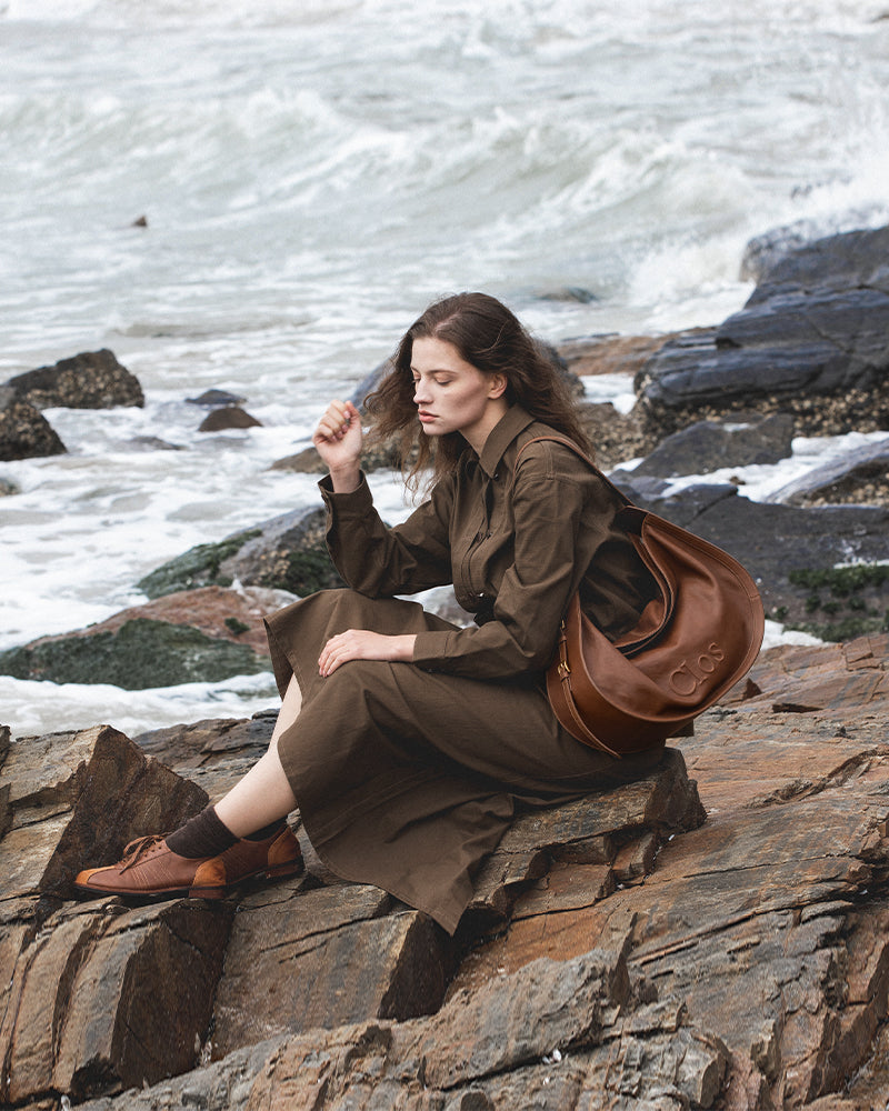 CarryFree Series Large Vegetable-Tanned Lambskin Hobo Bag