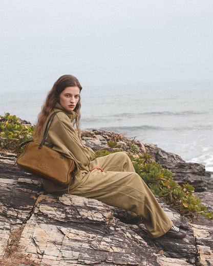 Pamperly Medium Mist-Waxed Vegetable-Tanned  Top-Grain Leather Boston Bag