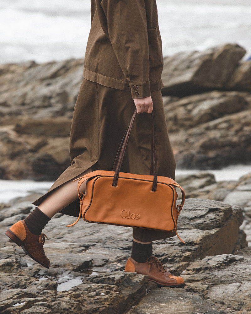 Pamperly Medium Mist-Waxed Vegetable-Tanned  Top-Grain Leather Boston Bag