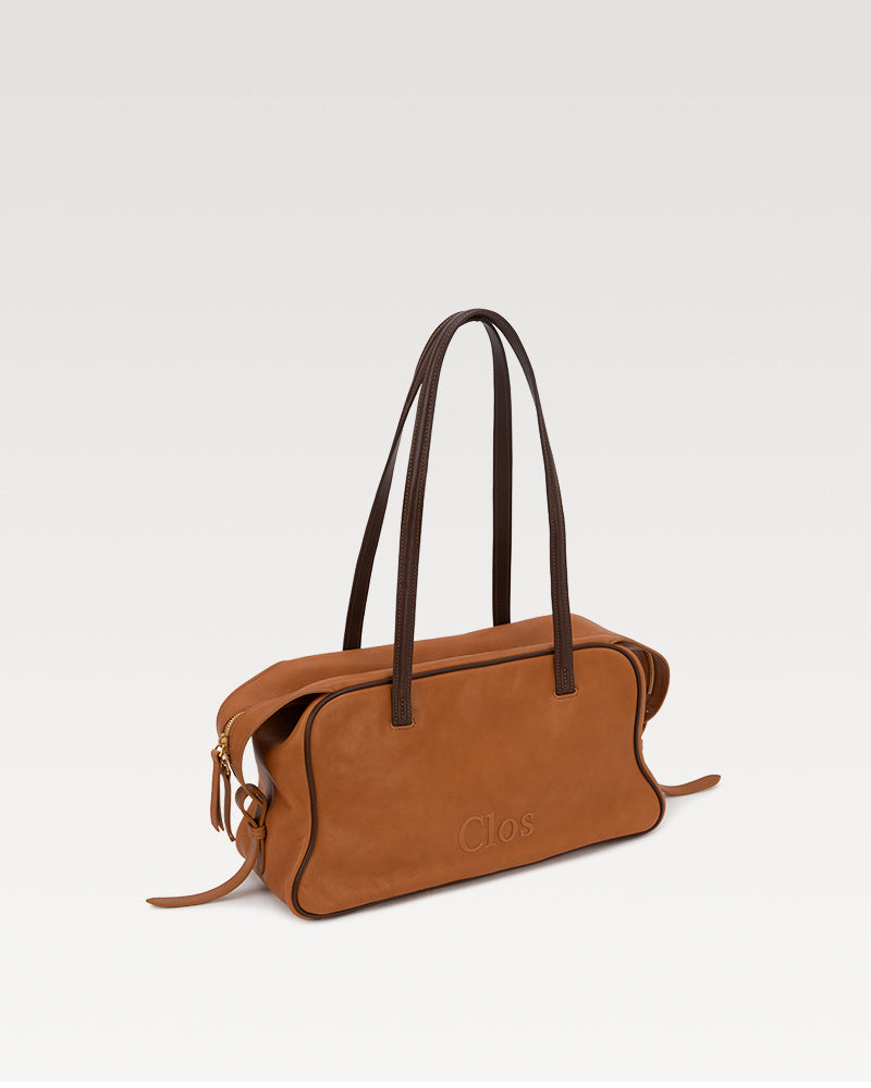 Pamperly Medium Mist-Waxed Vegetable-Tanned  Top-Grain Leather Boston Bag