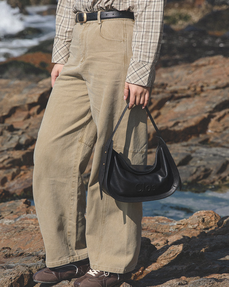 CarryFree Series Small Vegetable-Tanned Lambskin Hobo Bag
