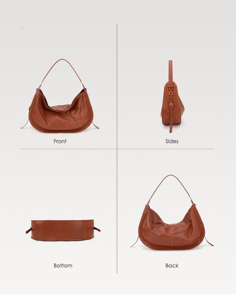 CarryFree Series Large Vegetable-Tanned Lambskin Hobo Bag