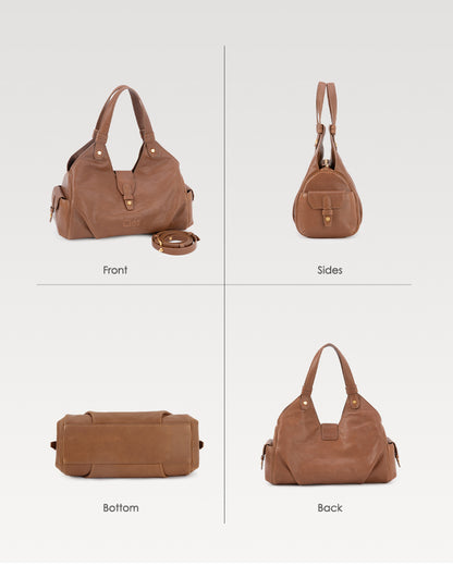 Coda Series Small Vegetable-Tanned Sheepskin Hobo Bag