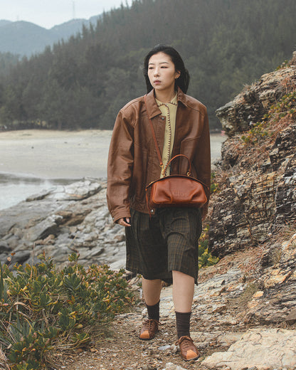FloatBag Small Size Boat Bag in Top-Grain Cow Neck Leather