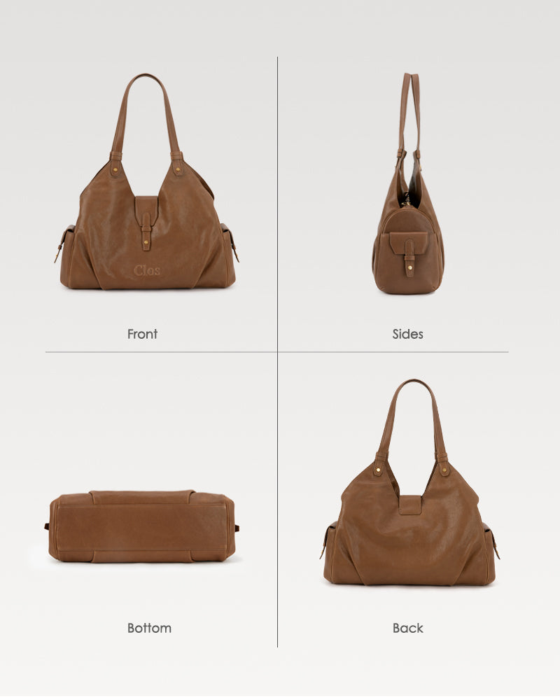 Coda Series Large Vegetable-Tanned Sheepskin Hobo Bag