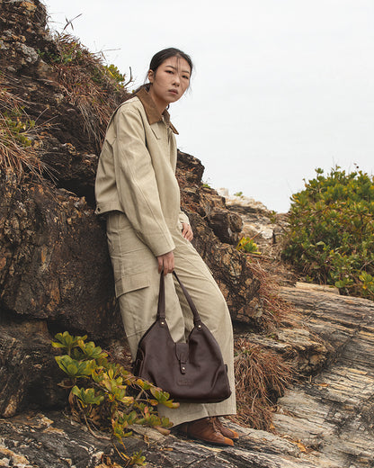 Coda Series Large Vegetable-Tanned Sheepskin Hobo Bag