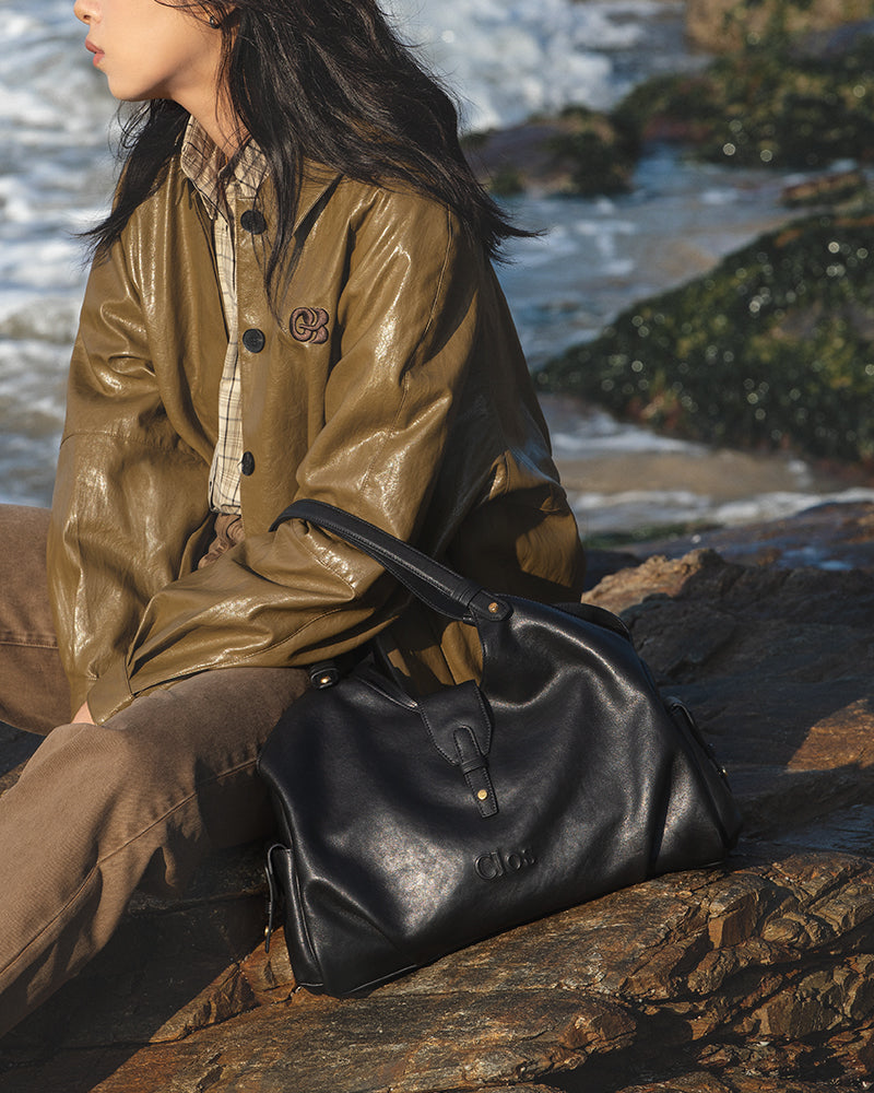 Coda Series Large Vegetable-Tanned Sheepskin Hobo Bag