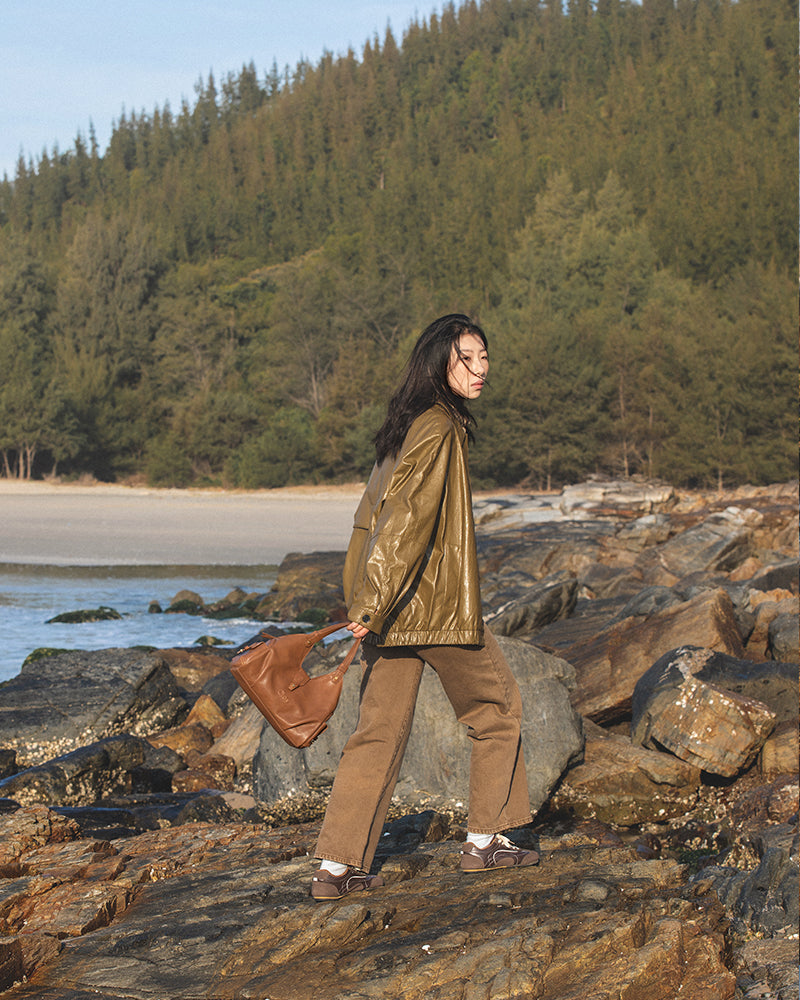 Coda Series Small Vegetable-Tanned Sheepskin Hobo Bag