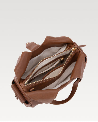Coda Series Small Vegetable-Tanned Sheepskin Hobo Bag