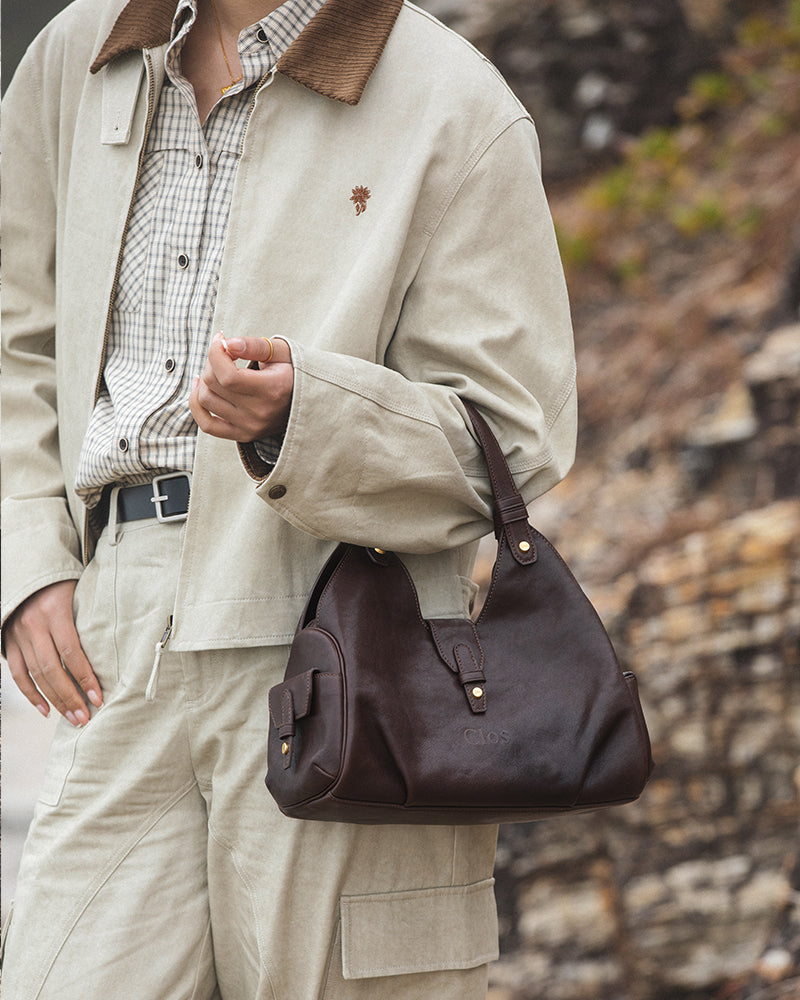 Coda Series Small Vegetable-Tanned Sheepskin Hobo Bag